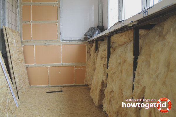 Mineral wool for warming a loggia