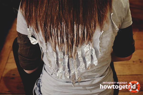 The process of lightening the ends of the hair