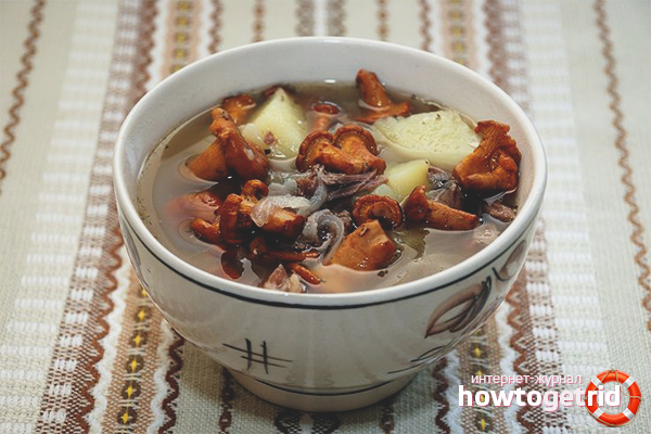 Rich mushroom soup with chanterelles