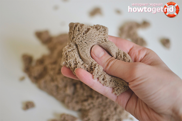 Kinetic sand from starch and hair balm