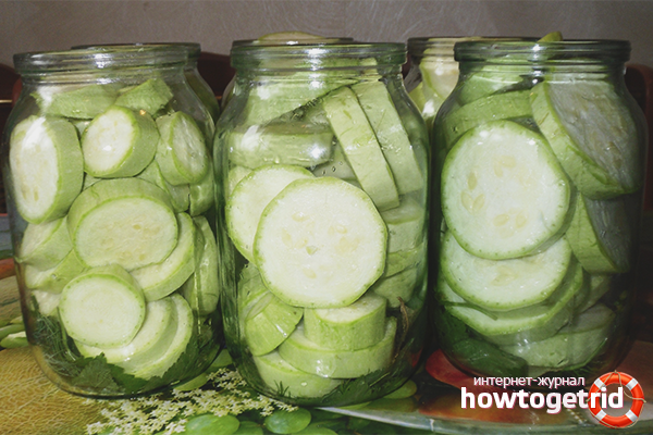 Canned zucchini without sterilization