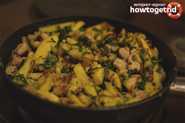 Fried potatoes with meat