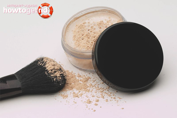 Selection of powder by skin type