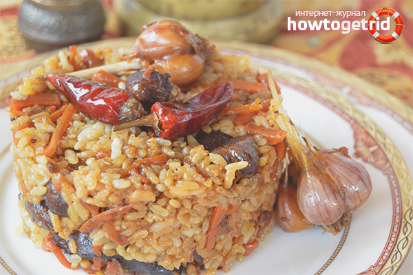 Pilaf with chicken hearts in a slow cooker