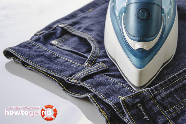 Reduce jeans with an iron